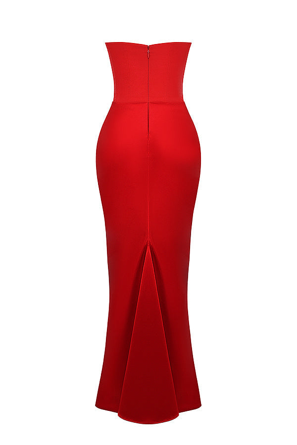 Women's Strapless Corset Maxi Dress with Structured Bodice