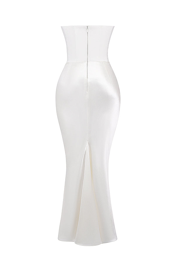 Women's Strapless Corset Maxi Dress with Structured Bodice