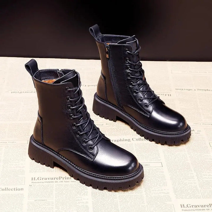 Stylish Women's High-Top Lace-Up Boots | Anti-Slip Technology