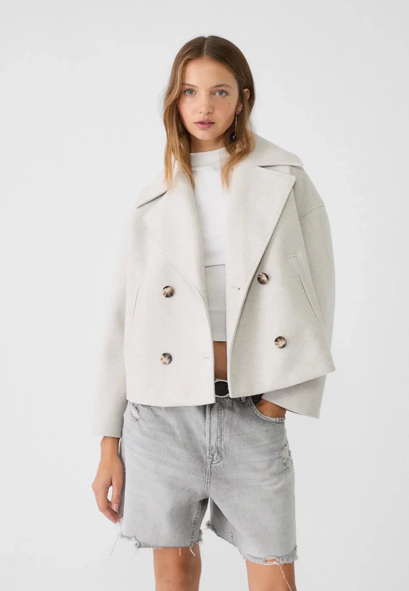 Women's Cropped Double-Breasted Tailored Blazer Jacket