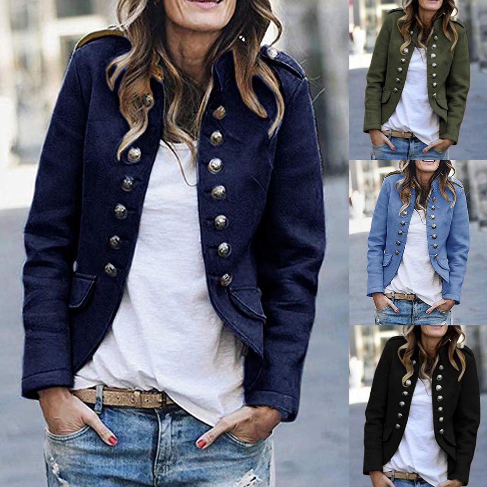 Women's Double-Breasted Military-Style Blazer