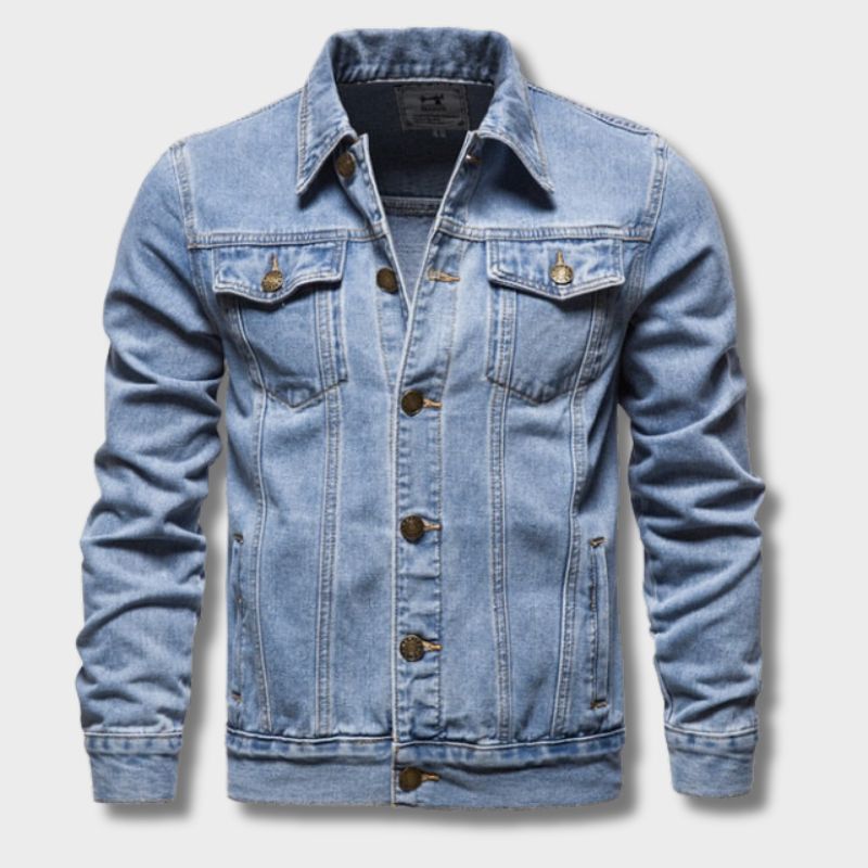  Men's Classic Denim Jacket with Chest Pockets