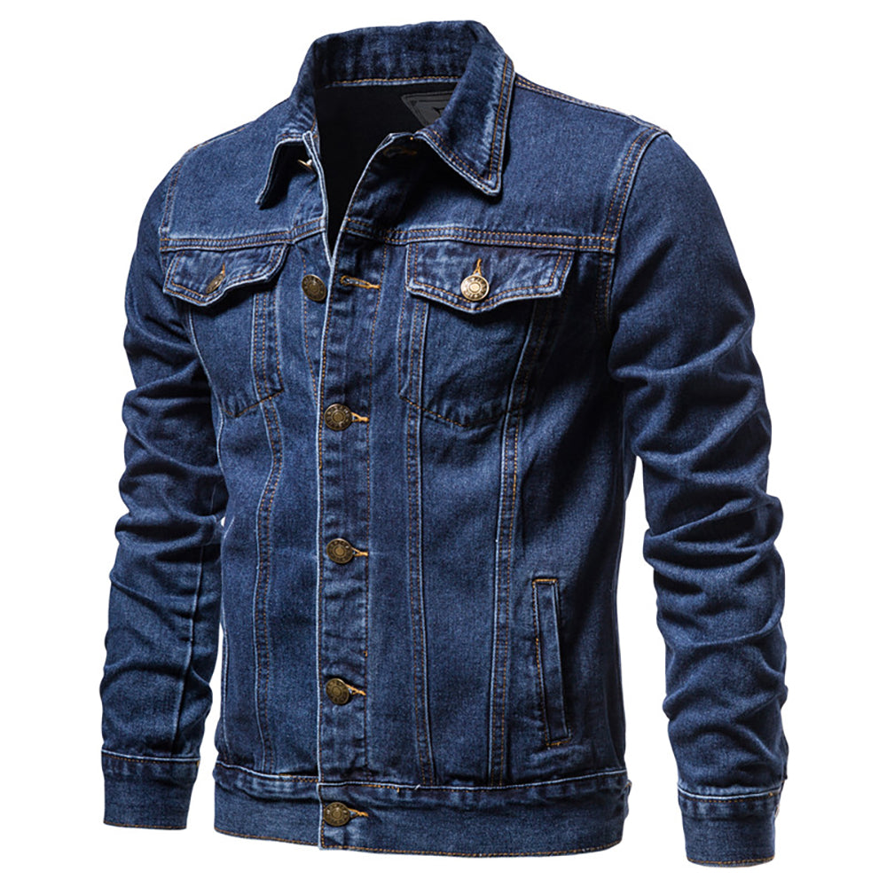  Men's Classic Denim Jacket with Chest Pockets