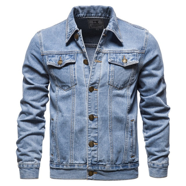  Men's Classic Denim Jacket with Chest Pockets