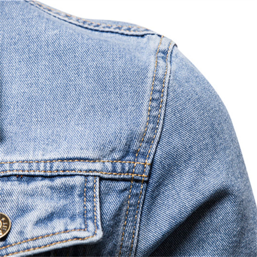  Men's Classic Denim Jacket with Chest Pockets