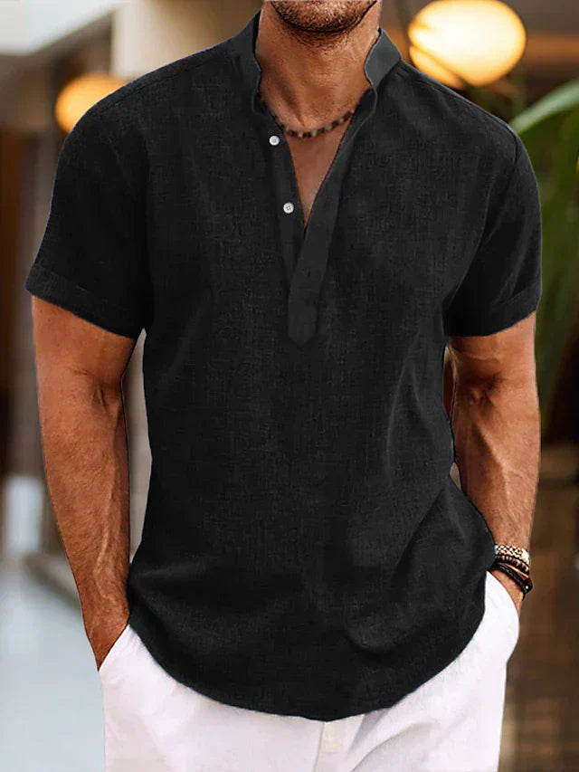 Men's Summer Henley Short Sleeve Shirt