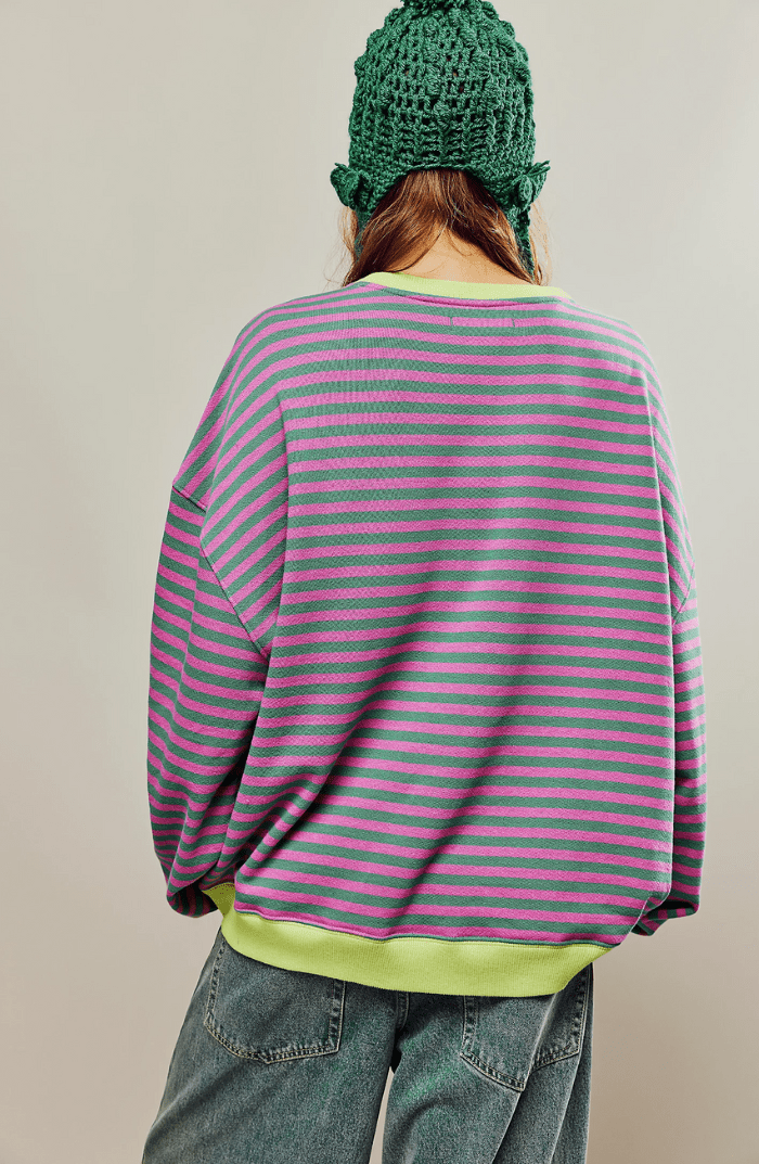 Women’s Striped Oversized Relaxed Fit Sweatshirt