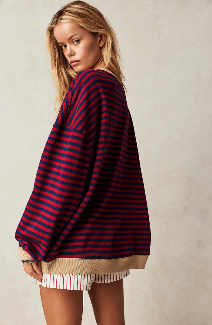 Women’s Striped Oversized Relaxed Fit Sweatshirt