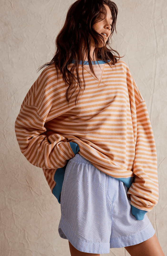 Women’s Striped Oversized Relaxed Fit Sweatshirt