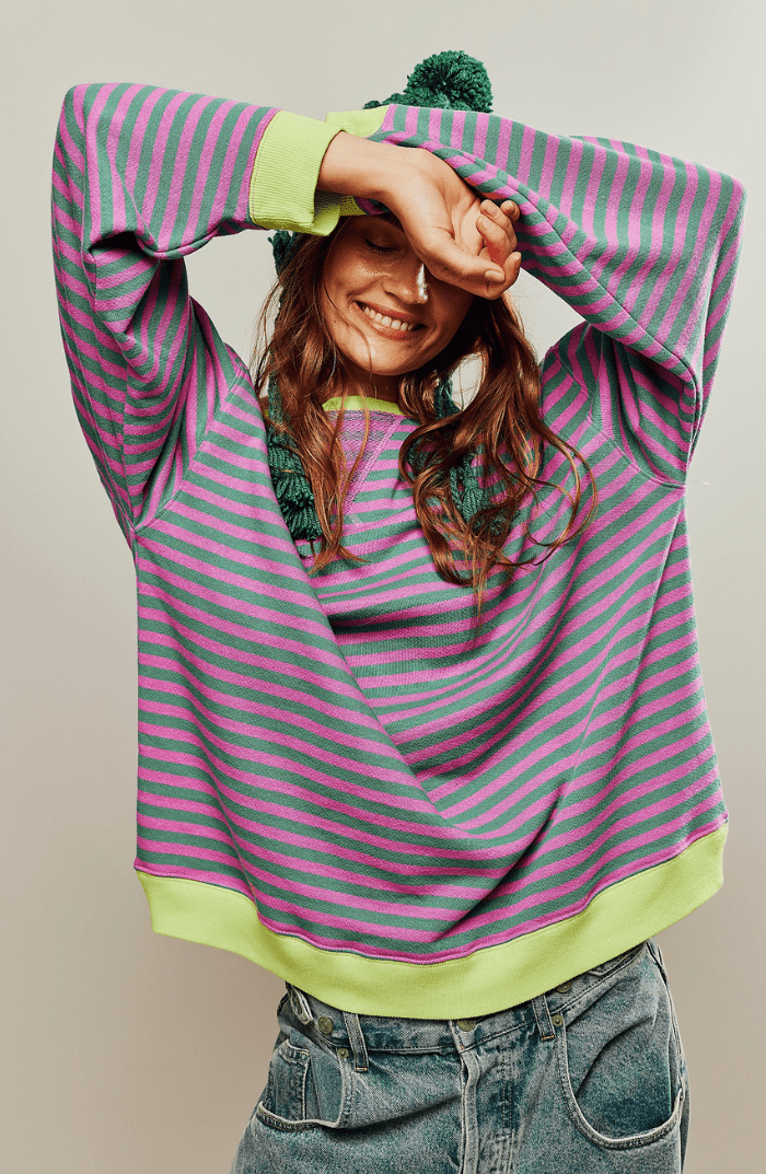 Women’s Striped Oversized Relaxed Fit Sweatshirt