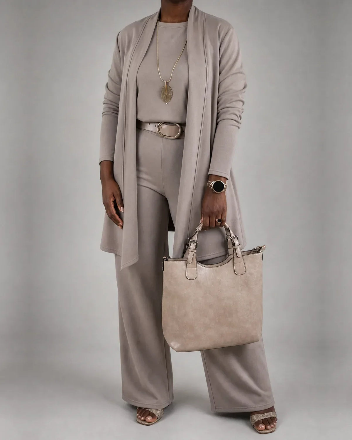 Women's 3-Piece Lounge Set with Wide-Leg Pants