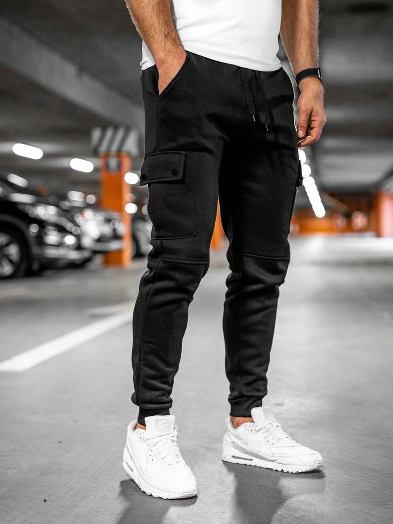 Casual Men's Cargo Jogger Trousers with Drawstring Waist