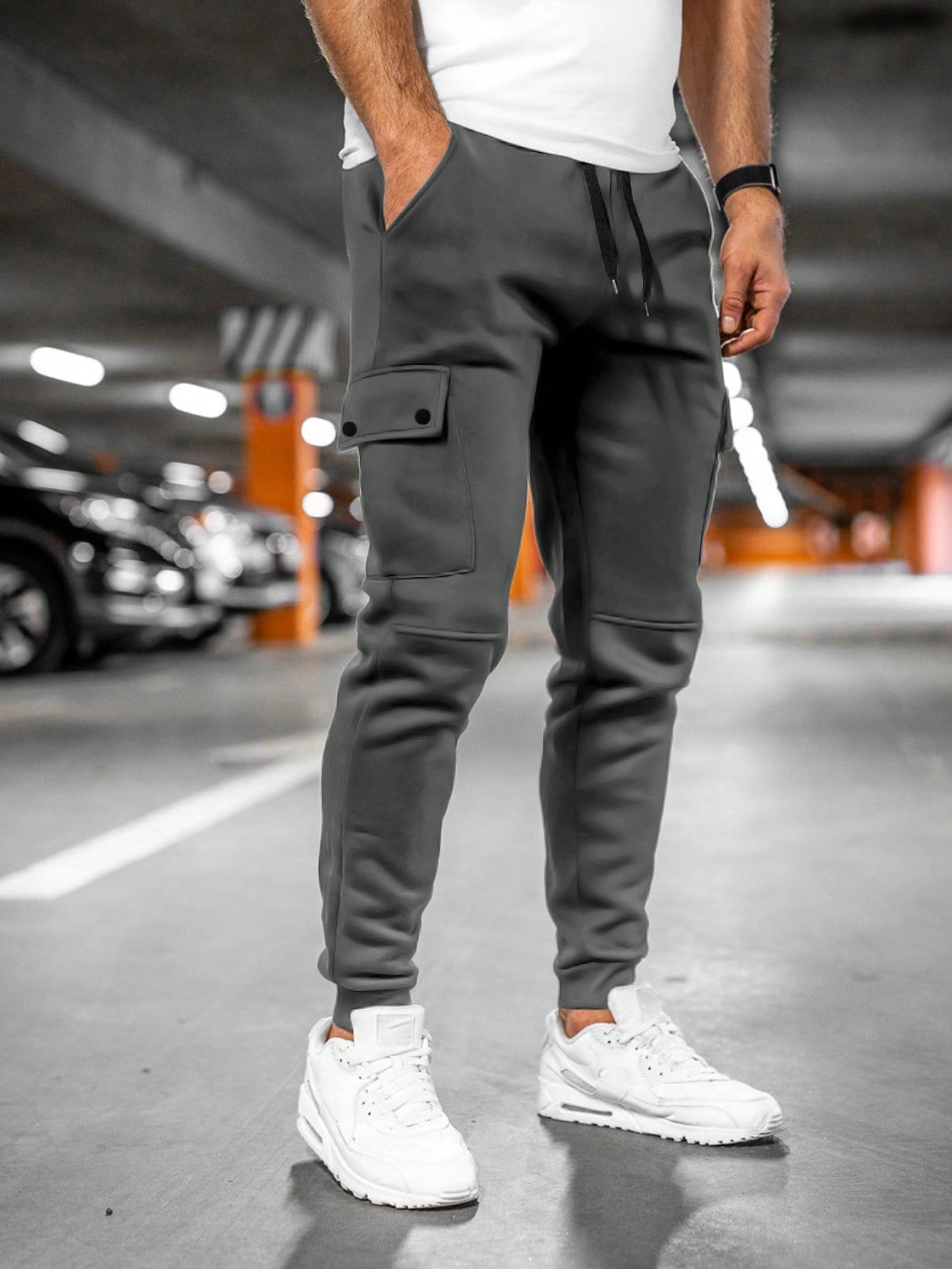 Casual Men's Cargo Jogger Trousers with Drawstring Waist
