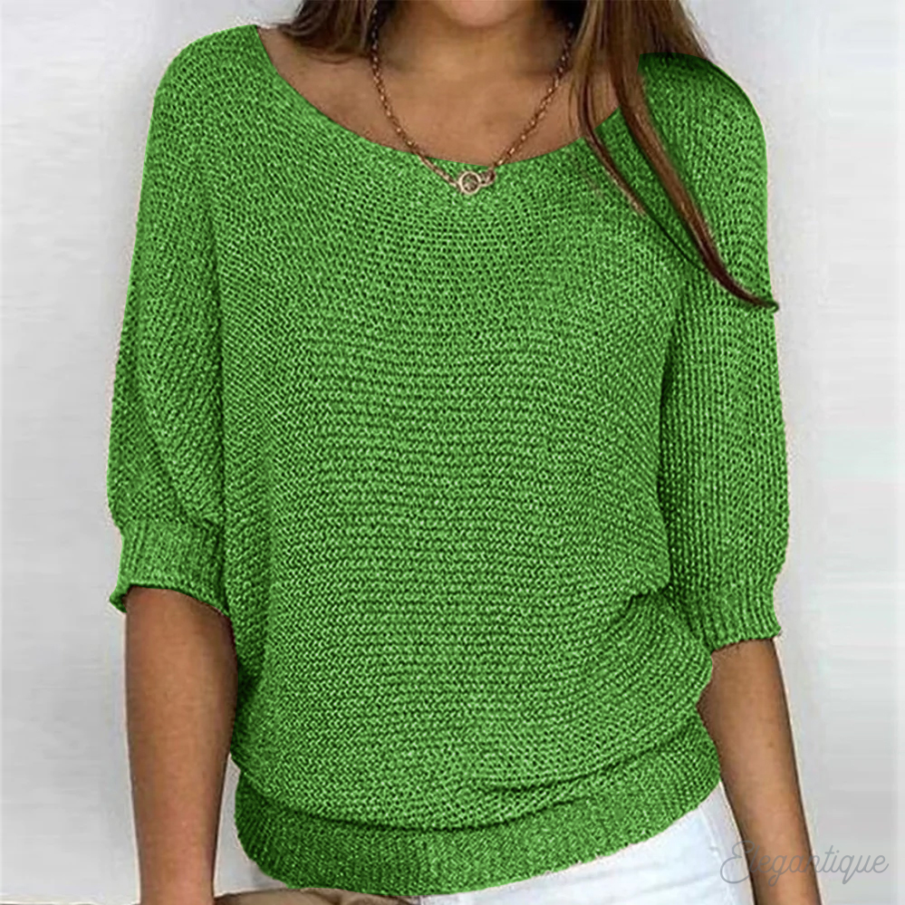 Women's Elegant Crew Neck Pullover Sweater