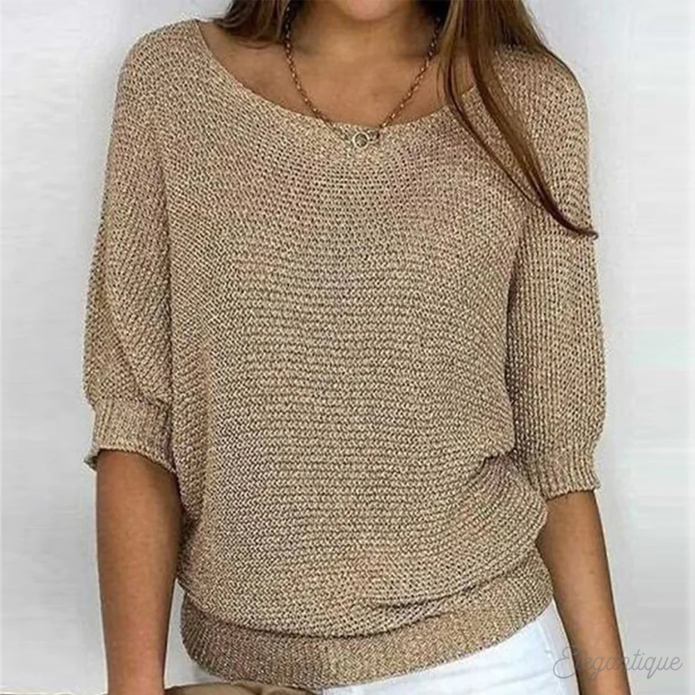 Women's Elegant Crew Neck Pullover Sweater