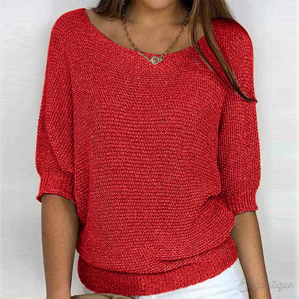 Women's Elegant Crew Neck Pullover Sweater