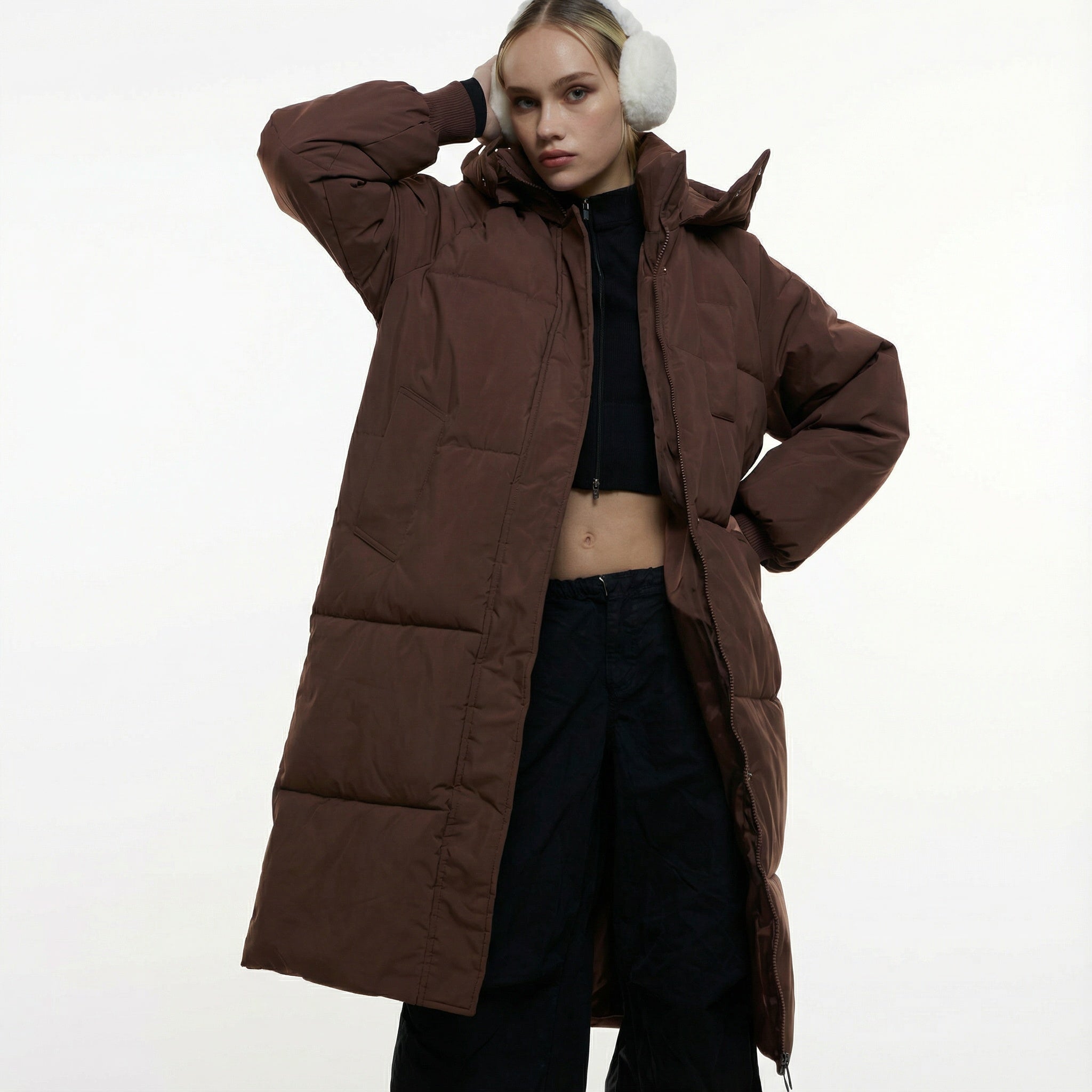 Women's Long Hooded Puffer Winter Coat