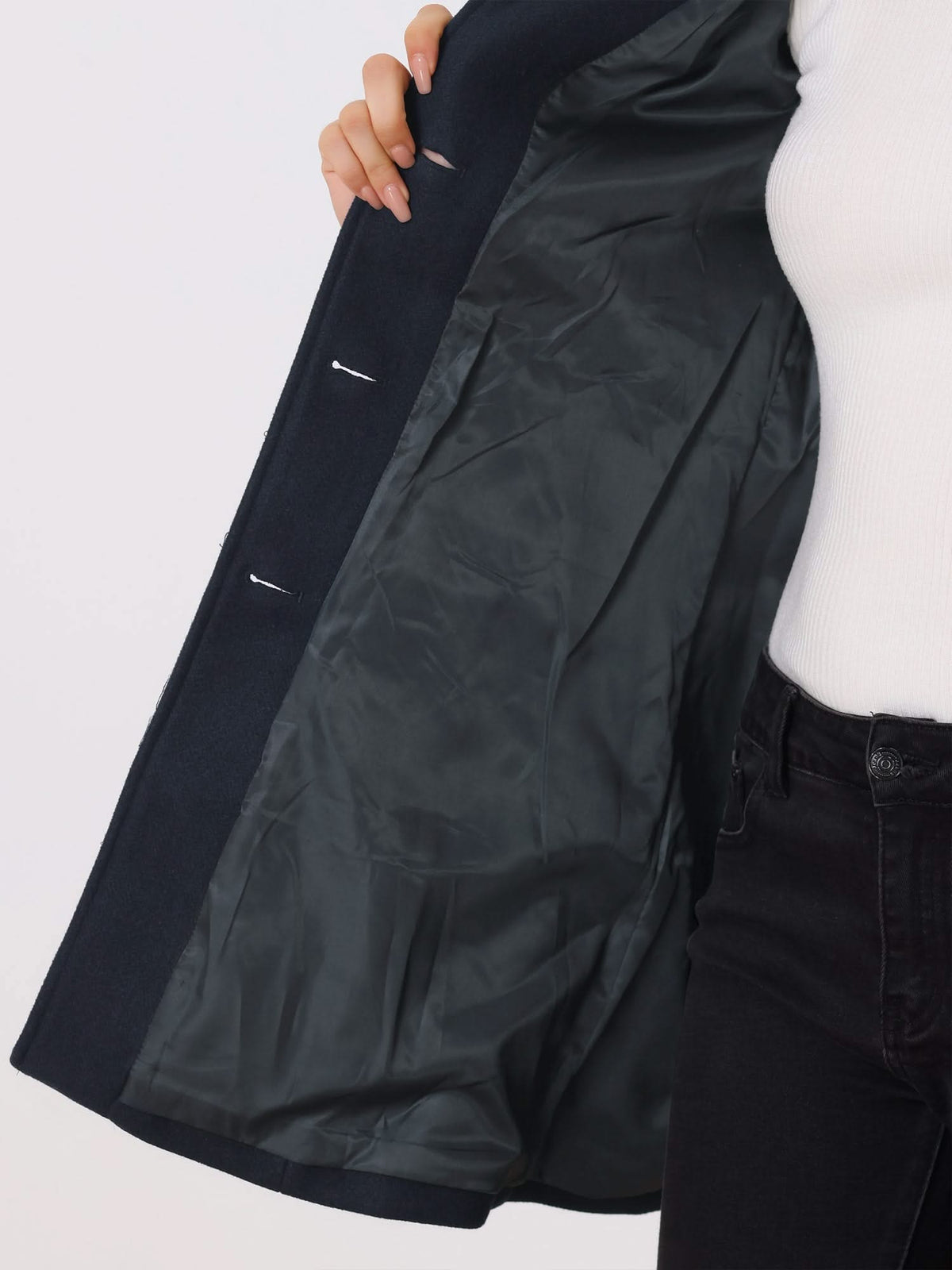 Women's Notched Collar Coat with Button Closure