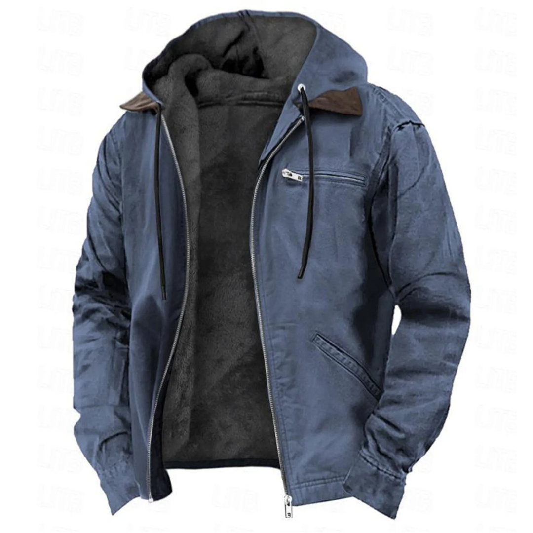 Men’s Hooded Fleece-Lined Zip-Up Winter Jacket
