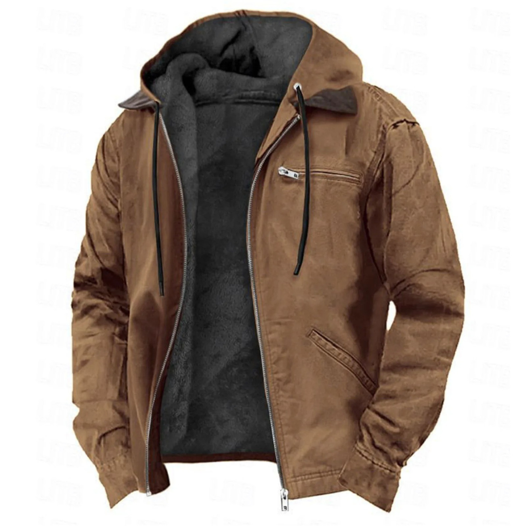 Men’s Hooded Fleece-Lined Zip-Up Winter Jacket