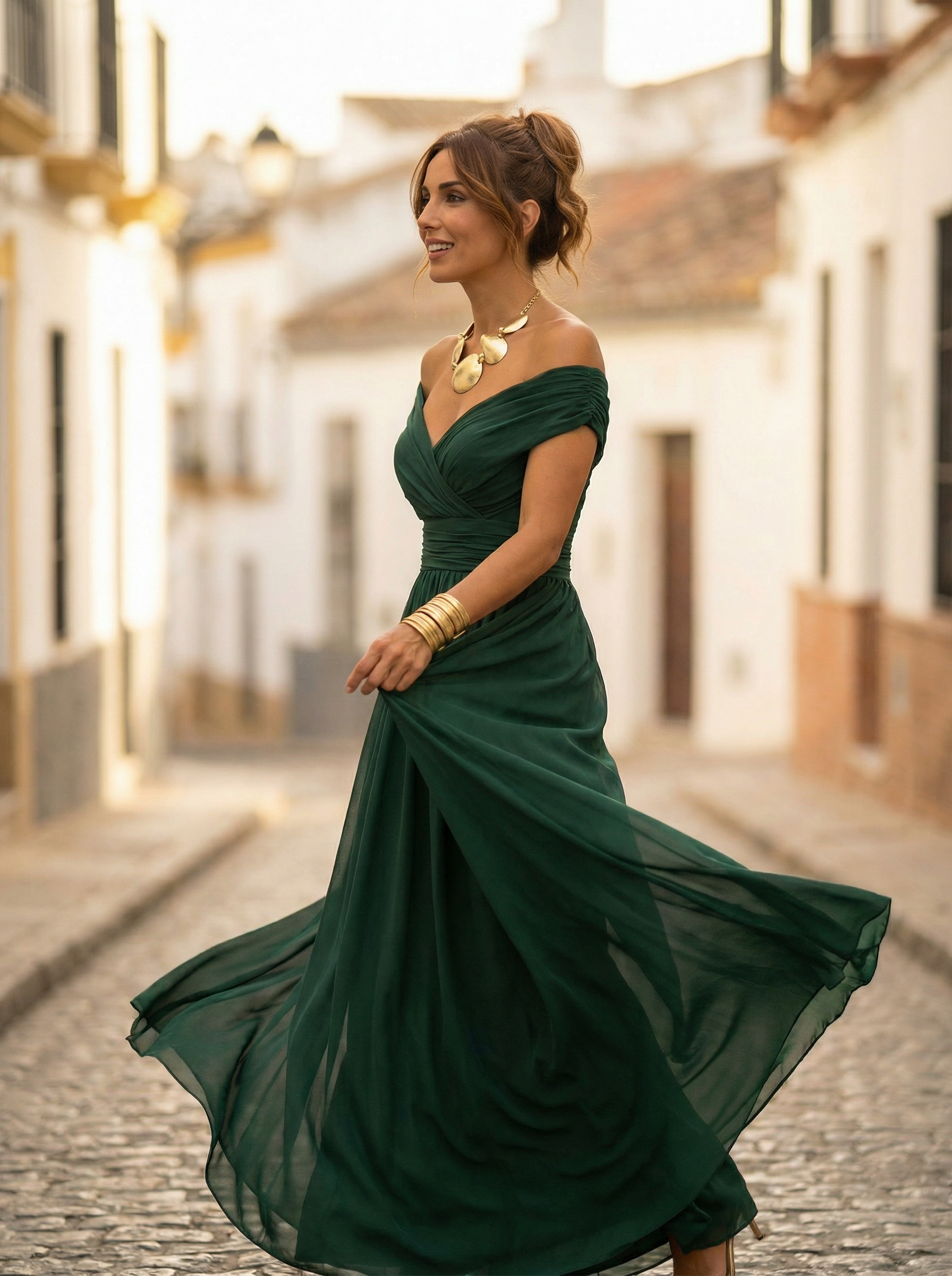 Women's Elegant Off-Shoulder Ruched Maxi Dress
