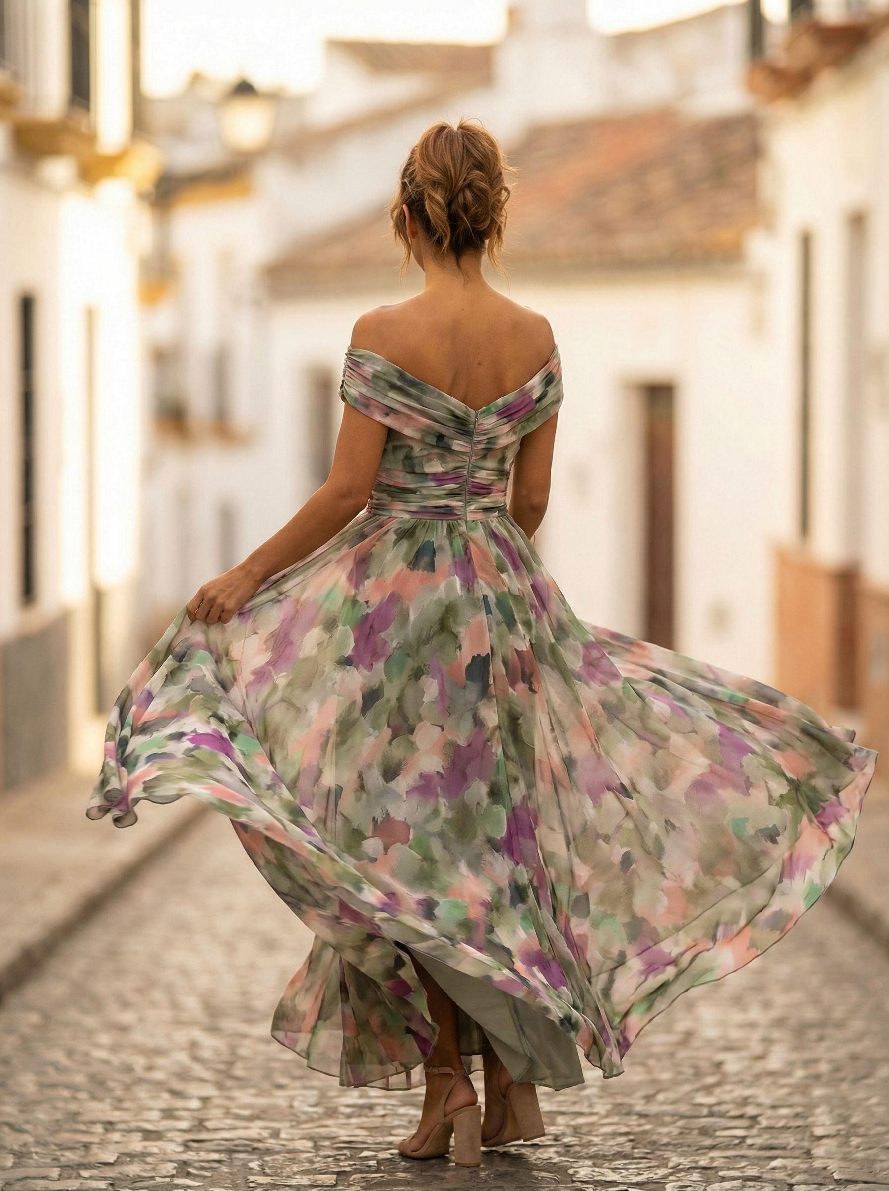 Women's Elegant Off-Shoulder Ruched Maxi Dress