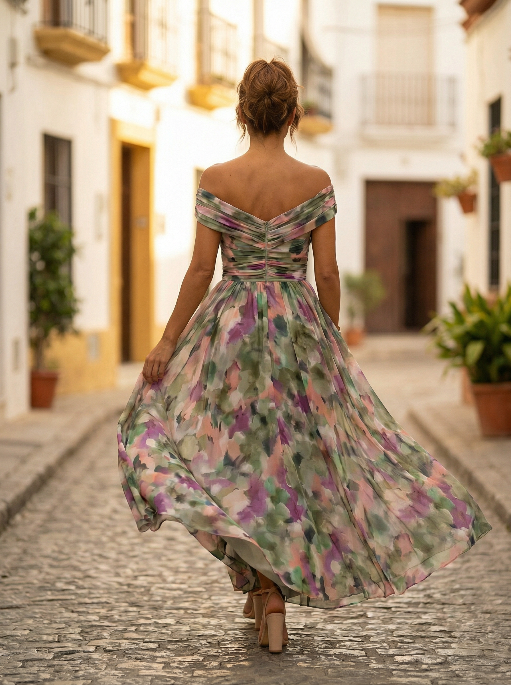 Women's Elegant Off-Shoulder Ruched Maxi Dress