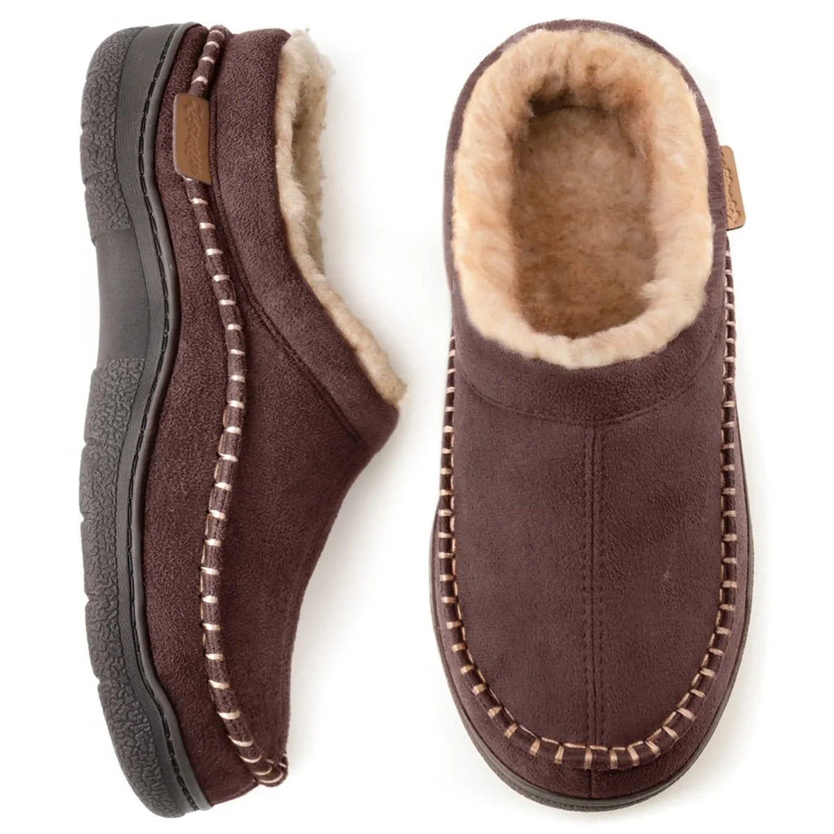 Men's Faux Fur-Lined House Slippers