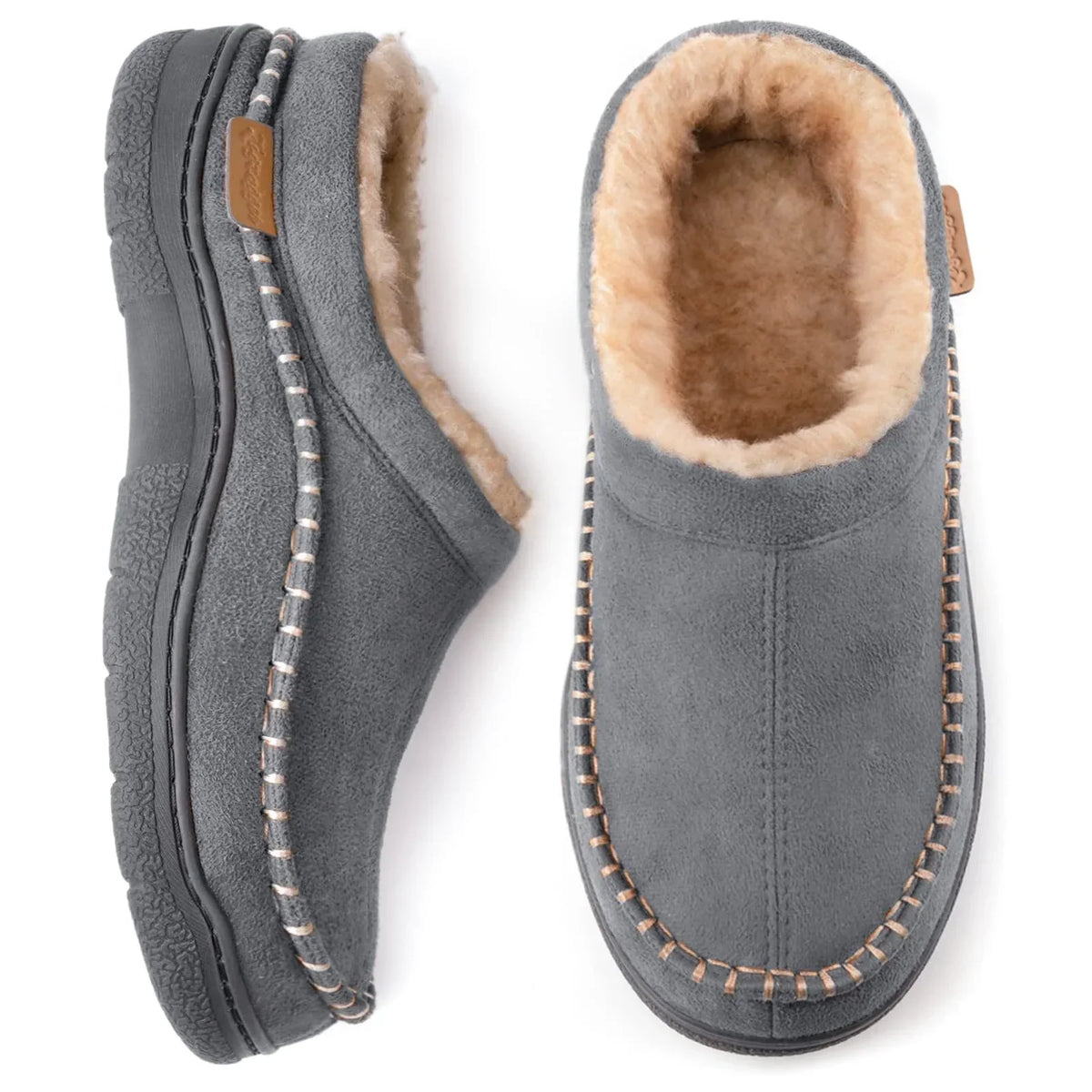 Men's Faux Fur-Lined House Slippers