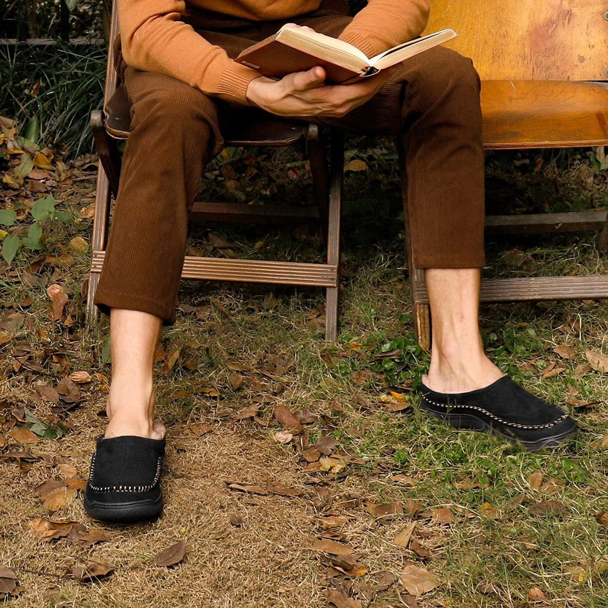 Men's Faux Fur-Lined House Slippers