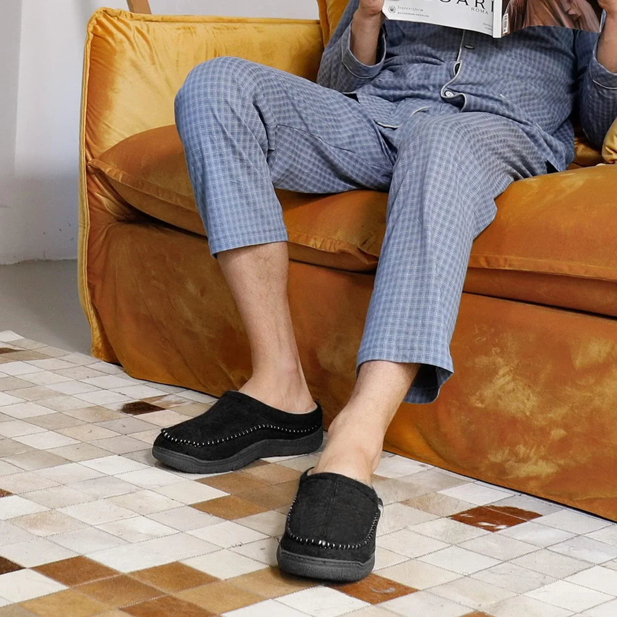 Men's Faux Fur-Lined House Slippers