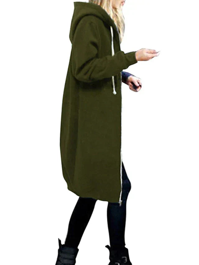 Stylish Women's Longline Zip Hoodie