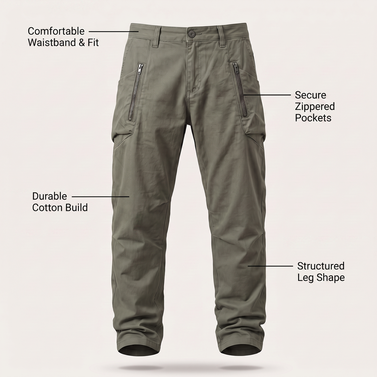 Men's Casual Utility Pants with Multiple Pockets