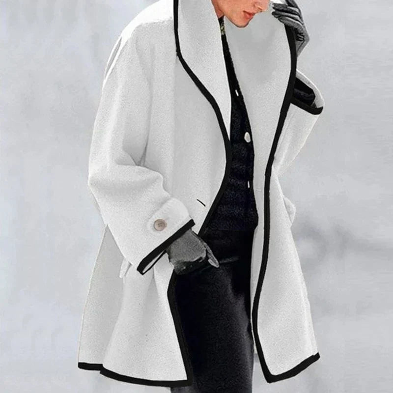 Women’s Open-Front Trench Coat with Contrast Trim