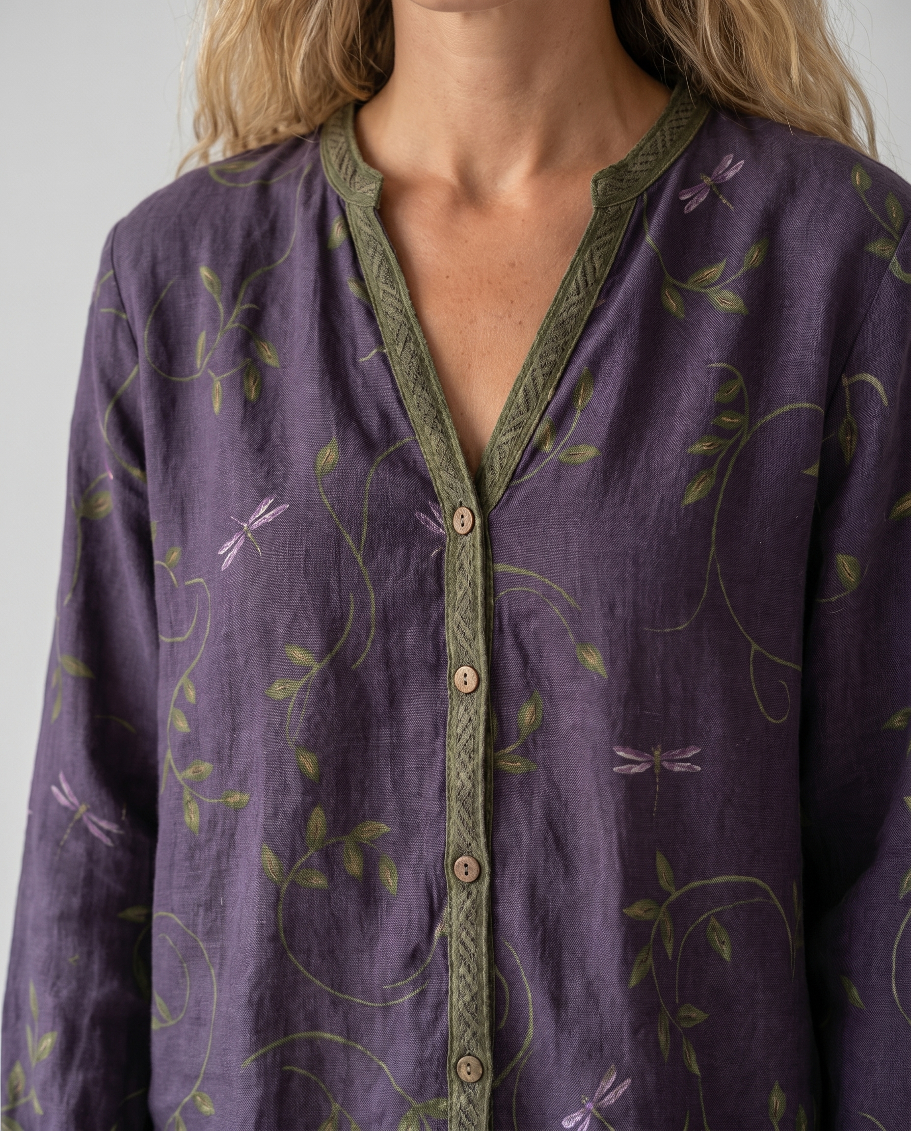 Women's Vintage Floral Print V-Neck Blouse