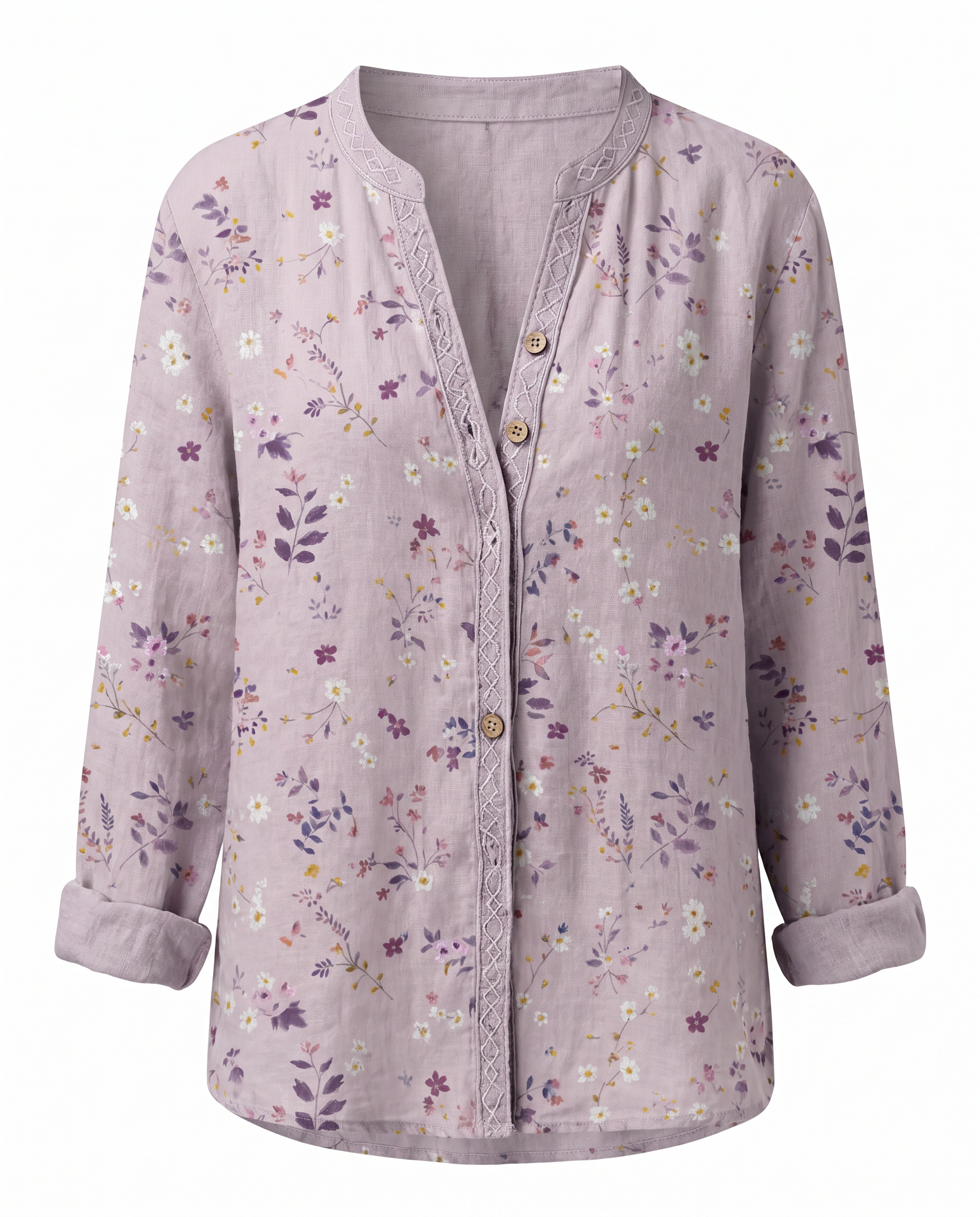 Women's Vintage Floral Print V-Neck Blouse