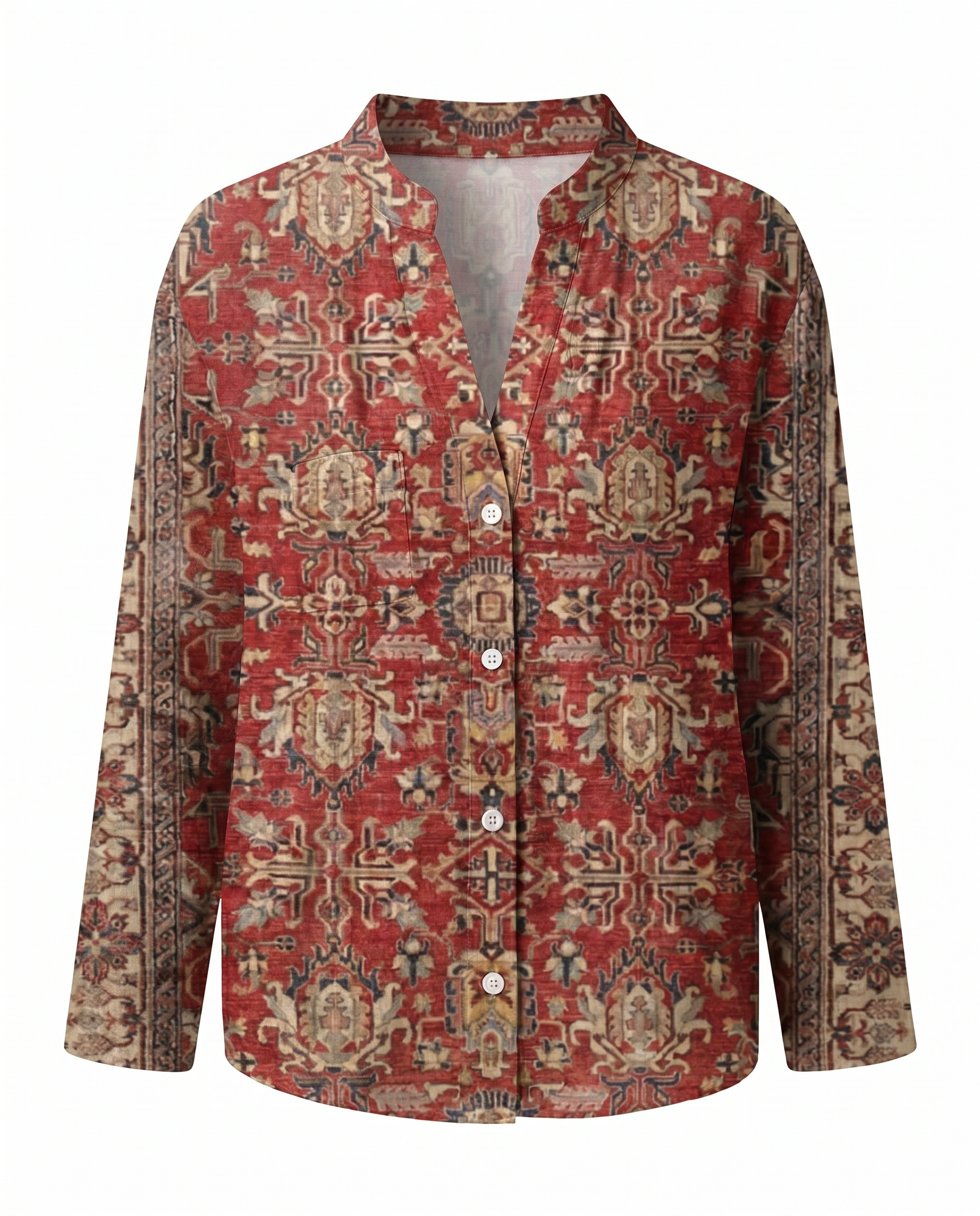 Women's Vintage Floral Print V-Neck Blouse