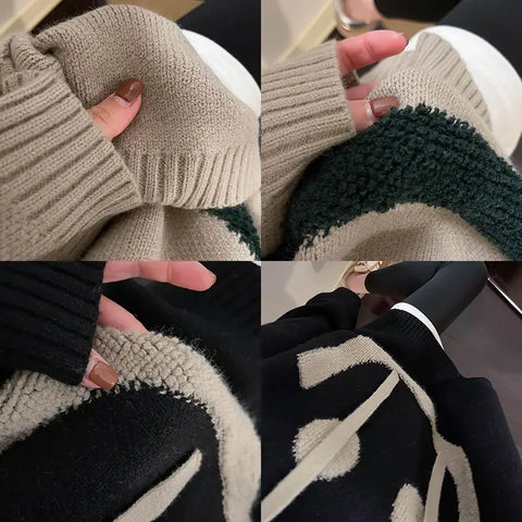 Women's Oversized Smiley Face Knit Hoodie