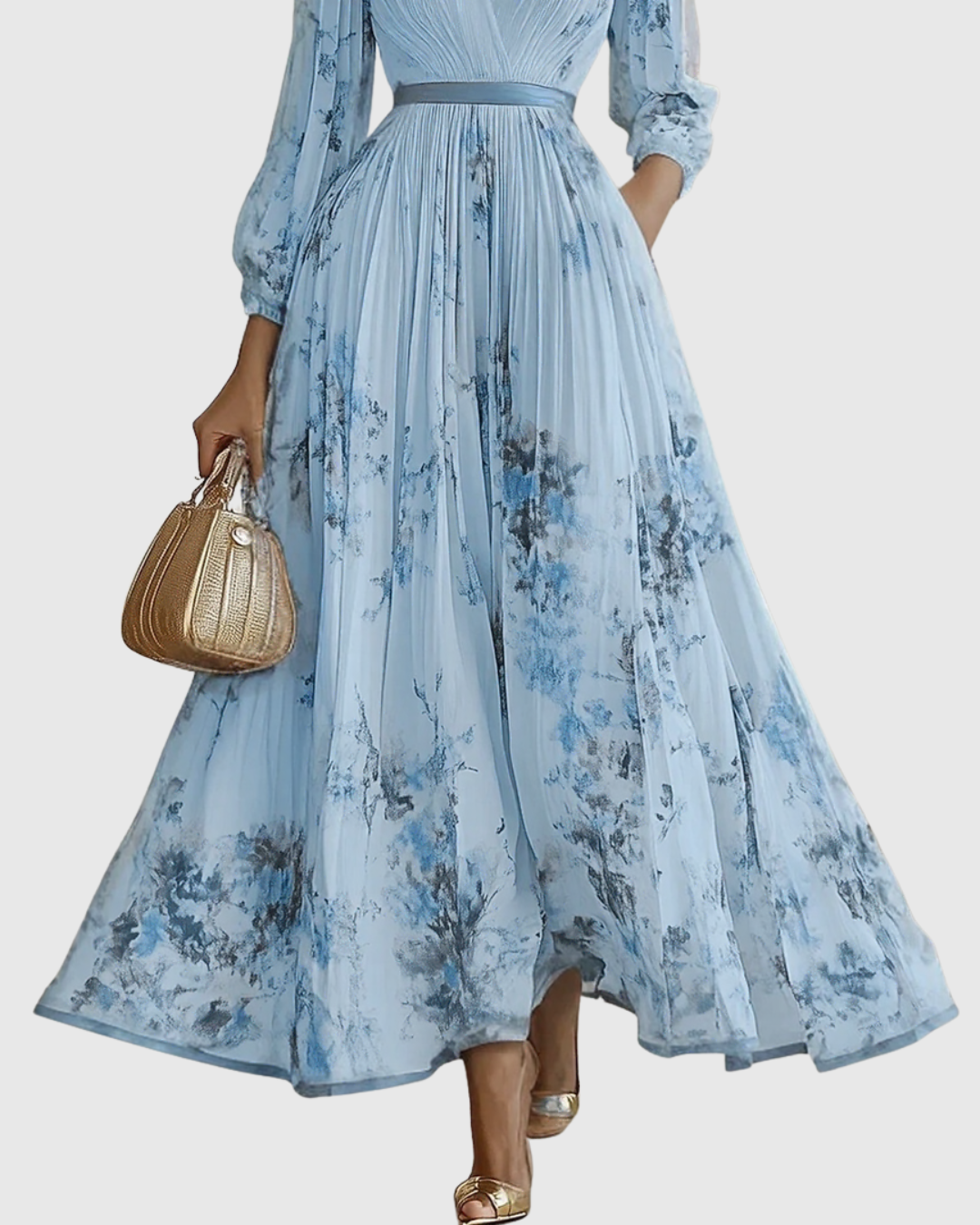 Elegant Women's V-Neck A-Line Maxi Dress