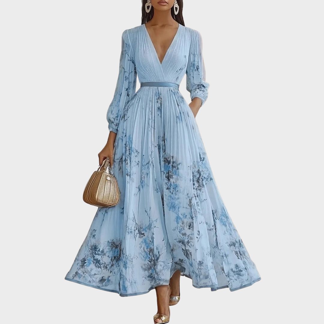 Elegant Women's V-Neck A-Line Maxi Dress