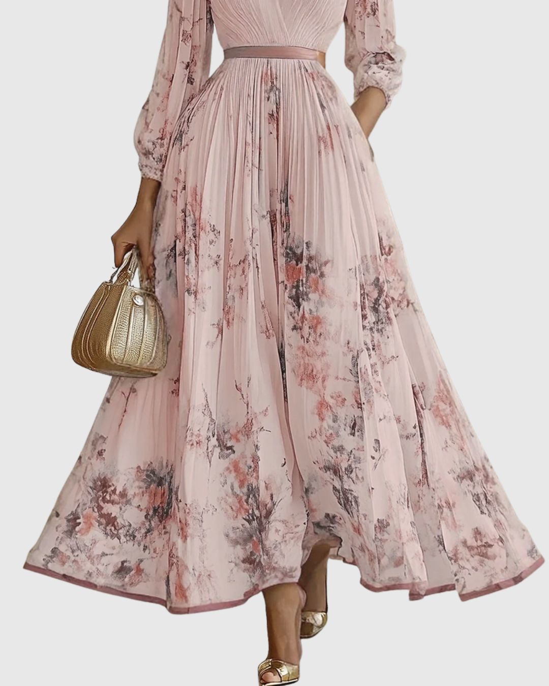Elegant Women's V-Neck A-Line Maxi Dress