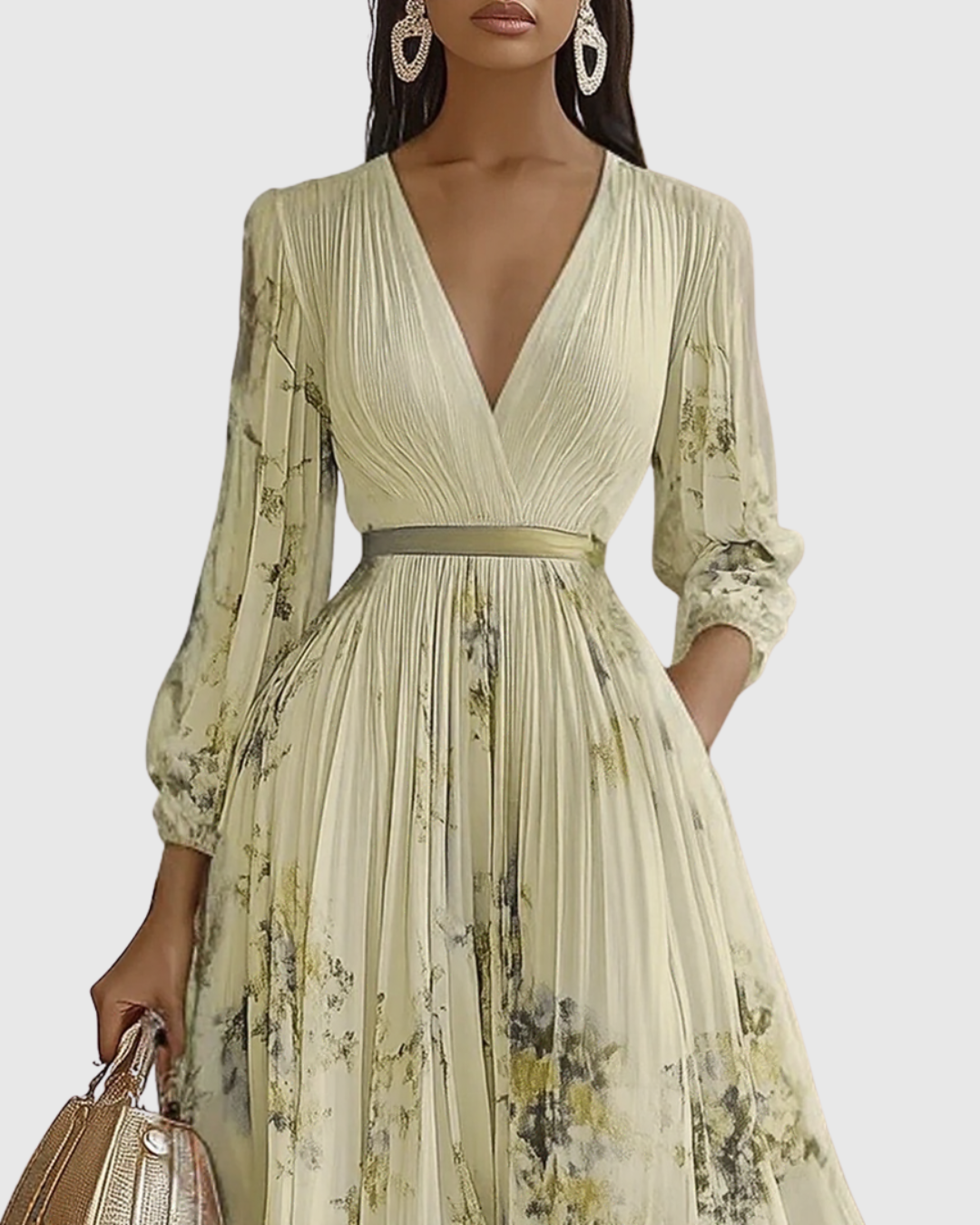 Elegant Women's V-Neck A-Line Maxi Dress