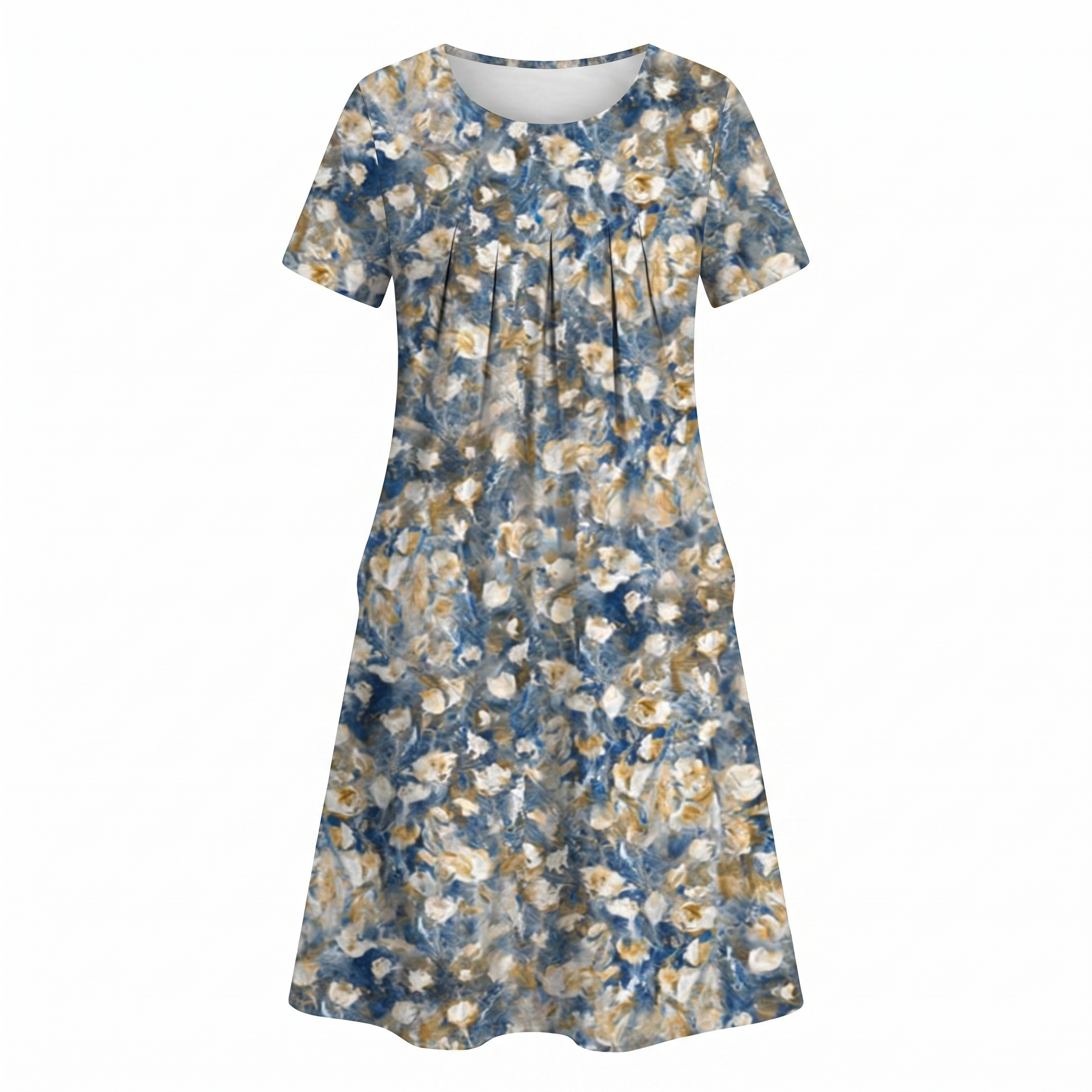 Women's Floral Print Midi Dress with Relaxed Everyday Elegance