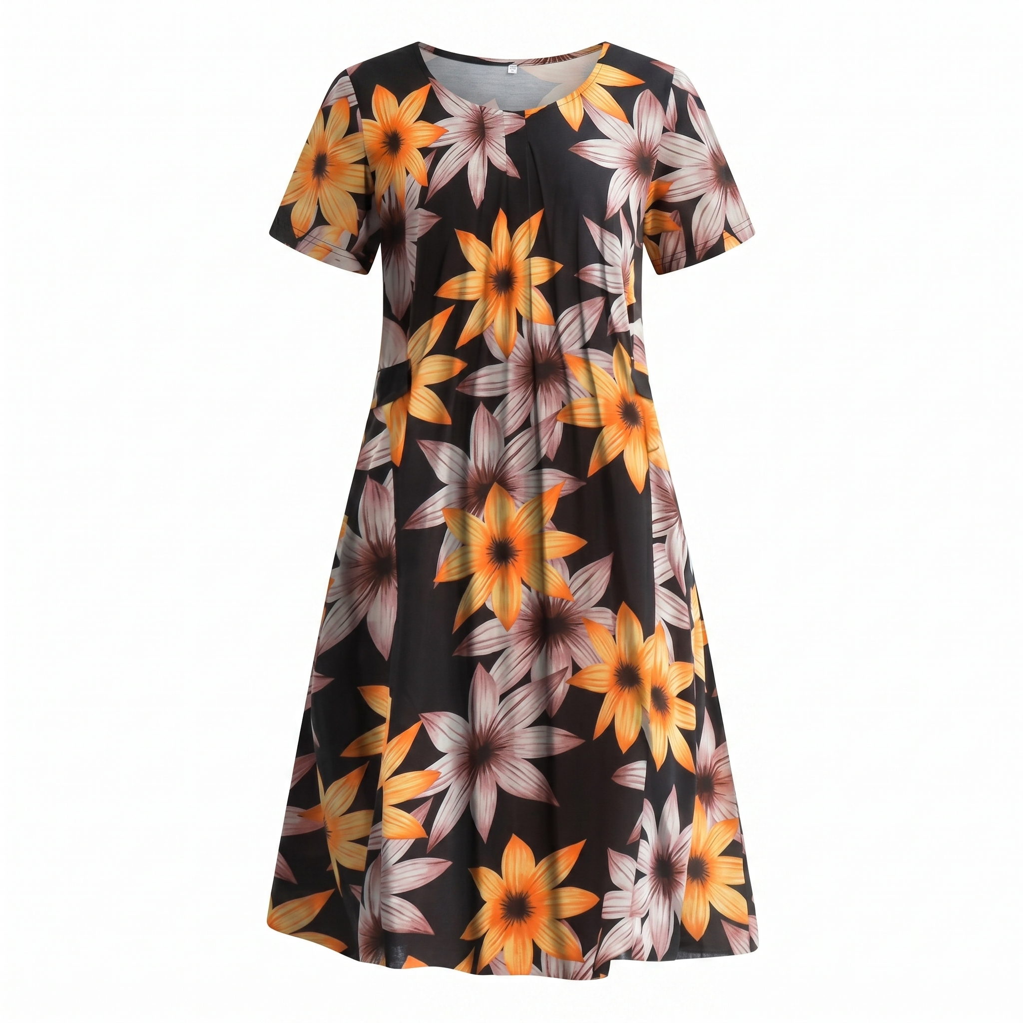 Women's Floral Print Midi Dress with Relaxed Everyday Elegance