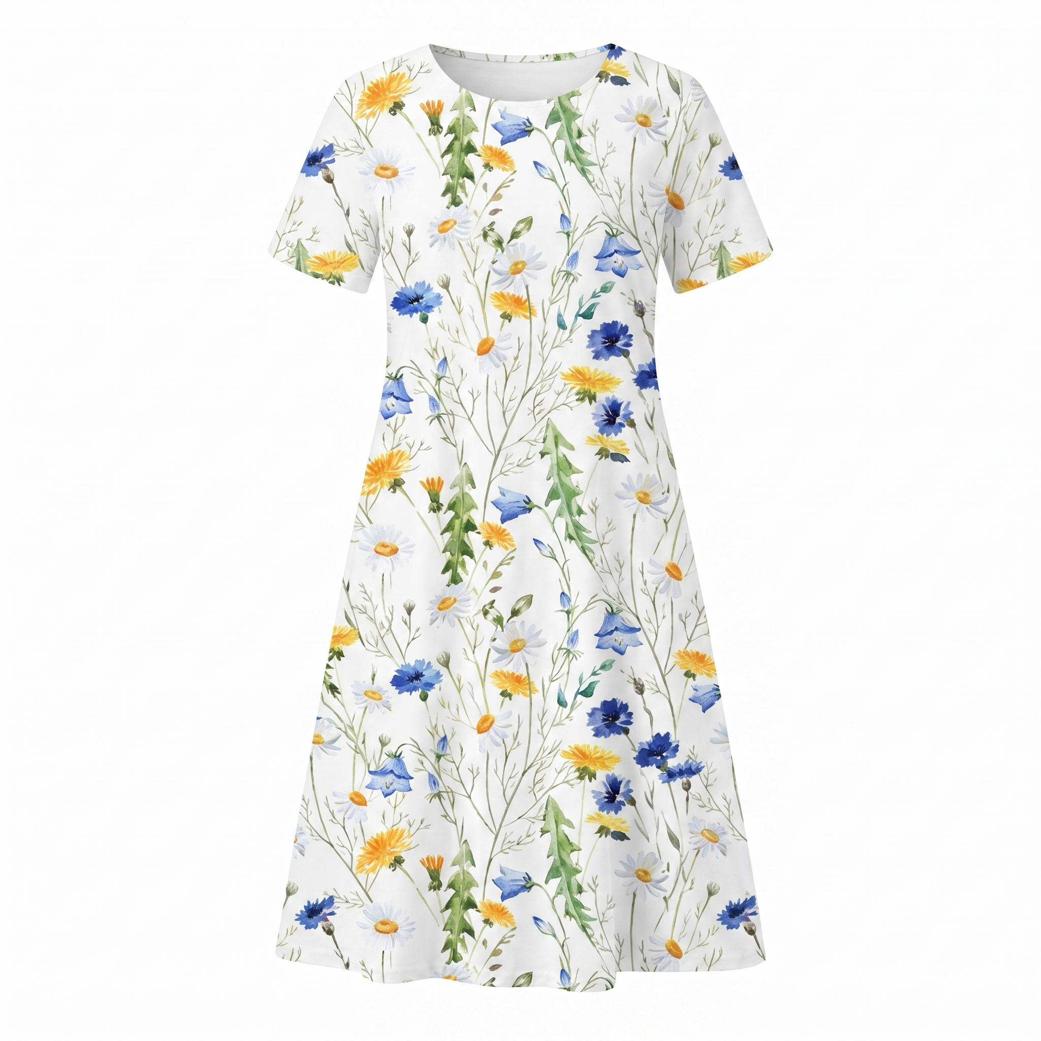 Women's Floral Print Midi Dress with Relaxed Everyday Elegance