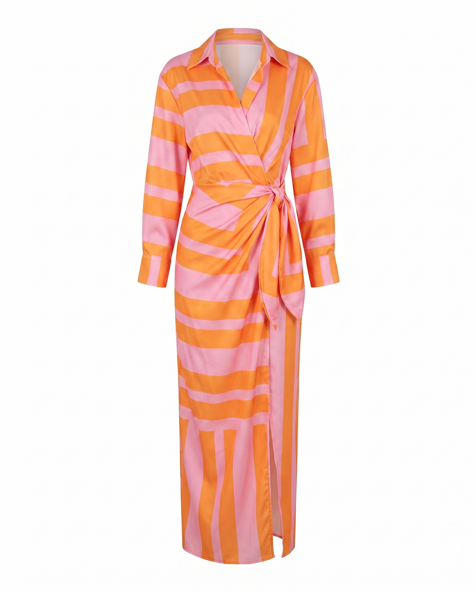 Women's Leaf Print V-Neck Wrap Maxi Dress | Nature-Inspired