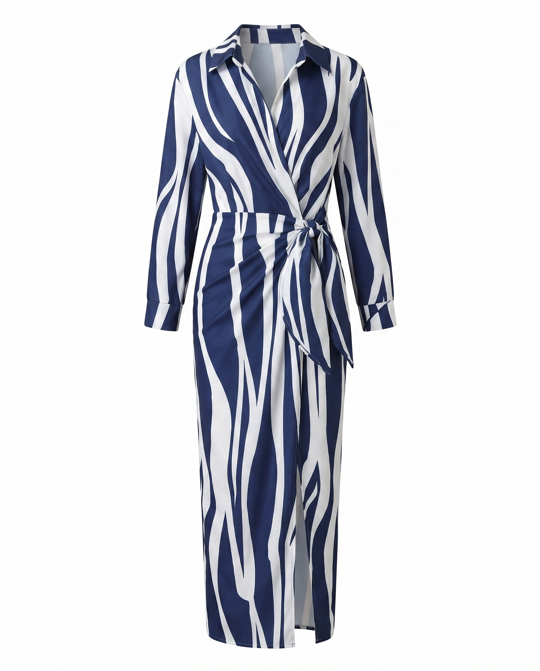 Women's Leaf Print V-Neck Wrap Maxi Dress | Nature-Inspired