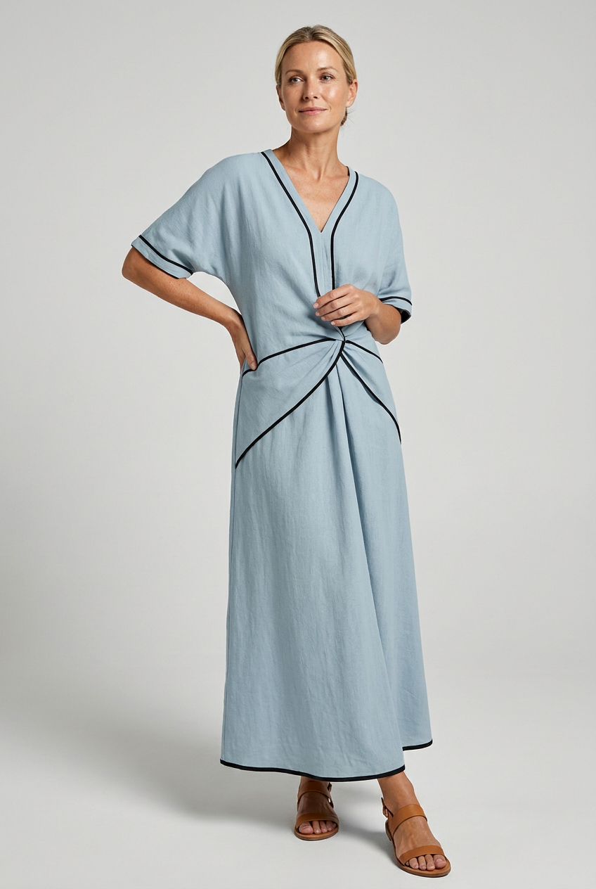 Women's Twist Front Maxi V-Neck Dress