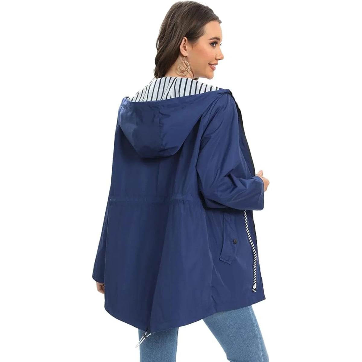 Women's Hooded Waterproof Jacket with Zip Front