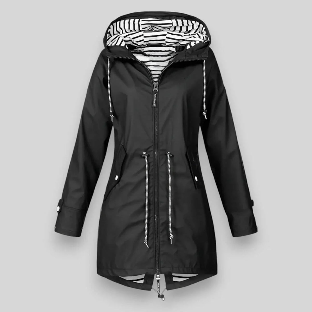 Women's Hooded Waterproof Jacket with Zip Front